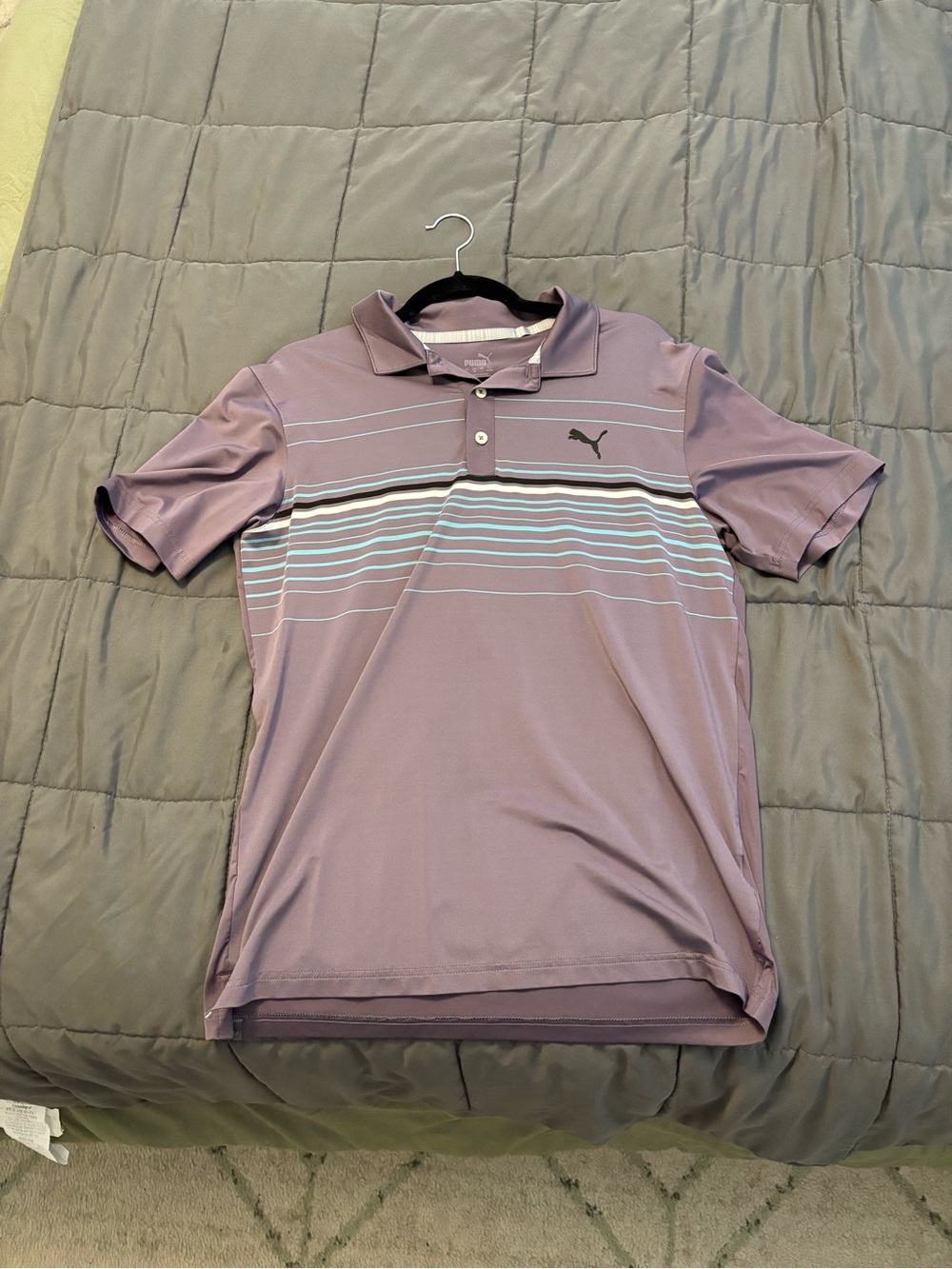 Puma Men's Lavender Polo with Mixed Stripe Detail